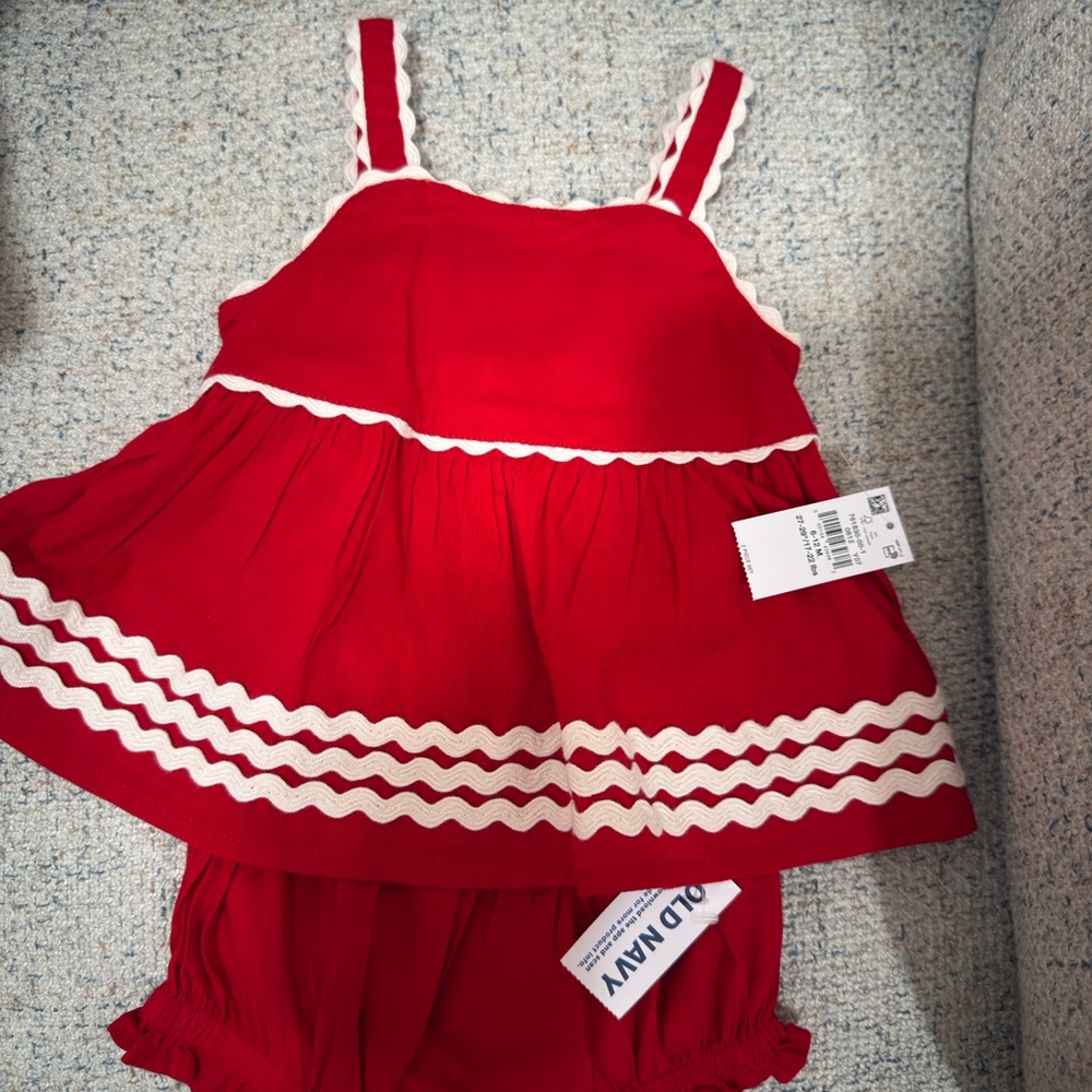 Old Navy Red and White Baby Dress Set